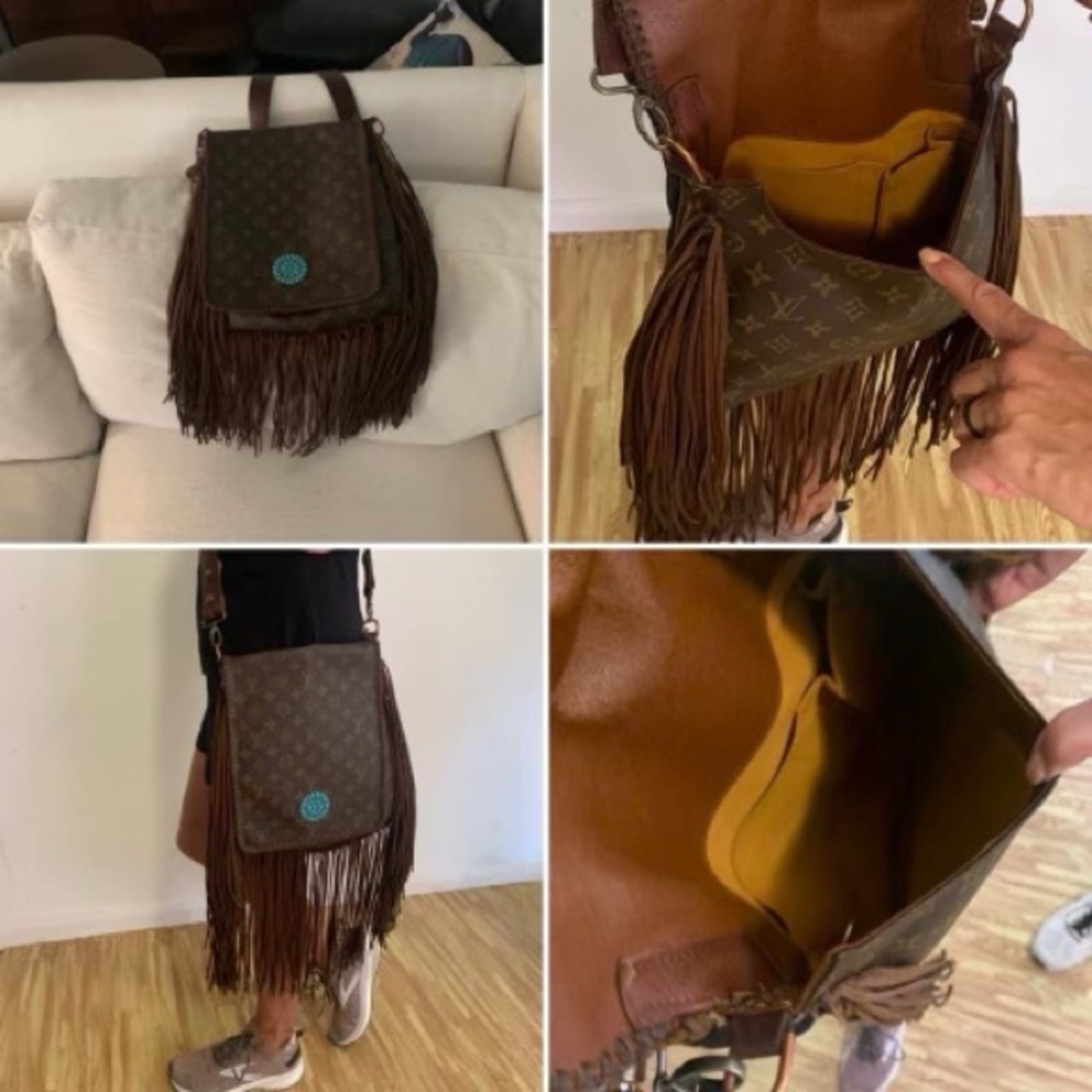 LV up cycled cross body bag